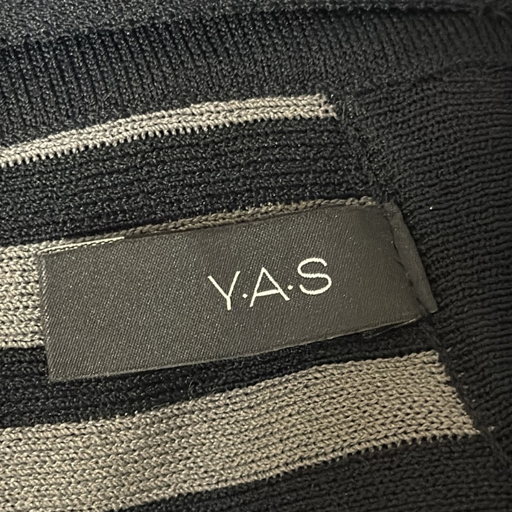 Y.A.S. Long Sleeve, Ribbed Knit Dress with Black and Grey Eegant Striped Dress - Picture 15 of 16